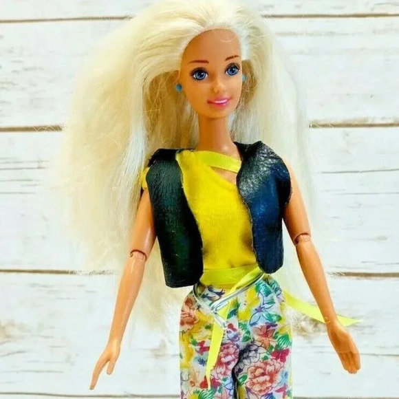 Mattel Other - MATTEL BARBIE Doll Blonde Hair Blue Eyes Articulated Elbows Outfit 12" Tall